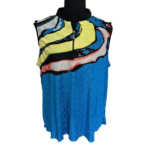 Jamie Sadok Women's Athletic Golf Quarter Zip Sleeveless Shirt Tank Top - Size X